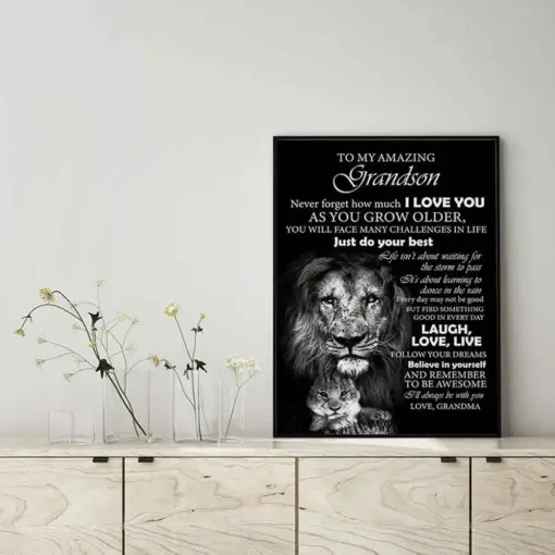 Wall Decoration, Home Decor, Decoration Room Lion Grandma To Grandson I Love You Holidays Grandson
