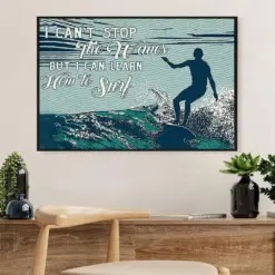 Water Surfing Poster Prints | I Can Learn How To Surf | Wall Art Gift For Beach Surfer