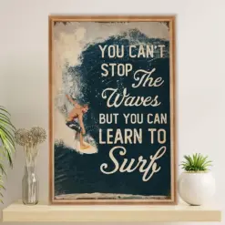 Water Surfing Poster Prints | Learn To Surf | Wall Art Gift For Beach Surfer