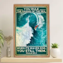 Water Surfing Poster Prints | Rule The Raging Of The Sea | Wall Art Gift For Beach Surfer