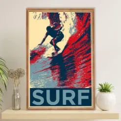 Water Surfing Poster Prints | Surf | Wall Art Gift For Beach Surfer