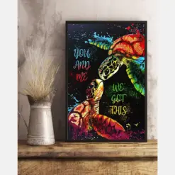 Watercolor Turtle Couple Poster You And Me We Got This Vintage Room Home Decor Wall Art Gifts Idea