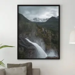 Waterfall Art Waterfall Wall Art Waterfall Artwork Waterfall Poster Mountain Artwork Forest Artwork Mountain Forest Art