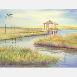 Waterway Art Print Beach Wellington Nce Watercolor Marsh Painting