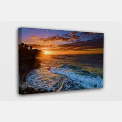 Waves Sunset Beach Canvas Wall Art Design | Poster Print Decor For Home & Office Decoration I Poster Or Canvas Ready To Hang