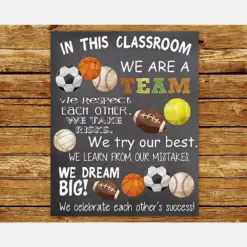 We Are A Team, Classroom Rule, Sports Classroom, Football, Baseball, Basketball