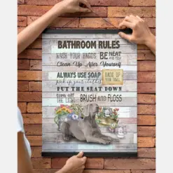 Weimaraner Bathroom Rules,Canvas Poster, Birthday Gift, Christmas Gift ,Family Gift,To My Friend, To My Son, To My Father, To My Mother, To My Wife, To My Husband