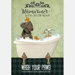 Weimaraner Dog In Bathtub Bath Soap Established Wash Your Paws