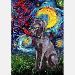 Weimaraner Dog Starry Night Style Halloween