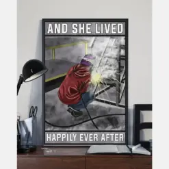 Welder Girl Canvas Prints And She Lived Happily Ever After Vintage Wall Art Gifts Vintage Home Wall Decor Canvas