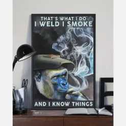 Welder Monkey Smoking Poster That'S What I Do I Wels I Smoke Vintage Room Home Decor Wall Art Gifts Idea