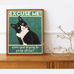 Were You Trying To Poop Alone Funny Bathroom Print Funny Wall Art Cat Bathroom Decor Bathroom Wall Art Wall Art Wall Decor