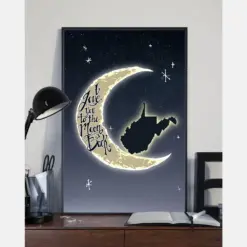 West Virginia Canvas Prints I Love You To The Moon And Back Vintage Wall Art Gifts Vintage Home Wall Decor Canvas