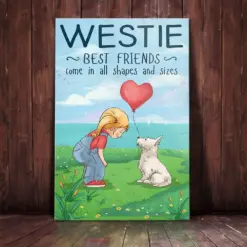 Westie Dog Canvas And Poster Best Friends Girl | Art Print | Home Decor | Room Decor | Wall Art