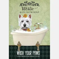 Westie Dog In Bathtub Bath Soap Established Wash Your Paws