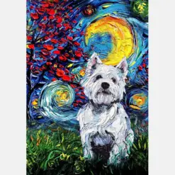 Westie Dog Starry Night Style Halloween