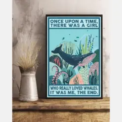 Whale Loves Poster Once Upon A Time There Was A Girl Vintage Room Home Decor Wall Art Gifts Idea