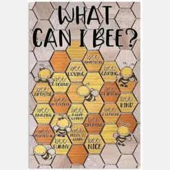 What Can I Bee Fun Wordplay Beehive Chart Student Children Classroom School Studying Room Vintage Retro