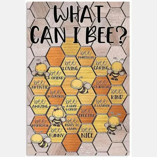 What Can I Bee Fun Wordplay Beehive Chart Student Children Classroom School Studying Room Vintage Retro