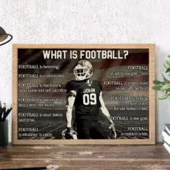 What Is Football Custom Name & Number With Vintage Looking Wall Art Print - Poster & Canvas