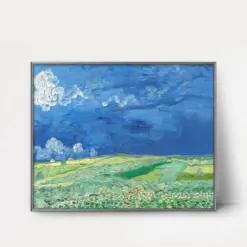 Wheat Field Under Vast Horizon Art Cloudy Blue Sky Print Van Gogh Painting French Landscape Print