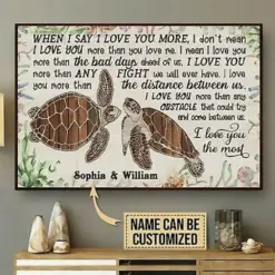 When I Say I Love You More Personalized Turtle Poster, Canvas