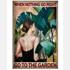 When Nothing Go Right Go To The Garden Poster - Girl In Garden Vintage Art Picture - Home Wall Decor No Frame Full