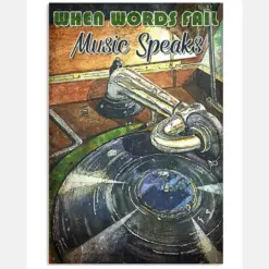 When Words Fail Music Speak Vintage Poster - Poster For Vinyl Lovers - Home Decor - No Frame Full Size Inches