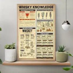 Whiskey Knowledge Vintage Poster Knowledge Poster Whiskey Art Print Whiskey Wall Art Gift For Whiskey's Lover Wall Art Decor