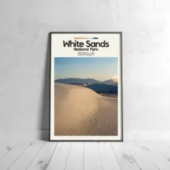 White Sands Poster - Oil Painting Technique | Usa National Park Wall Art | & Printed Travel Prints | Animalistic Home Decor