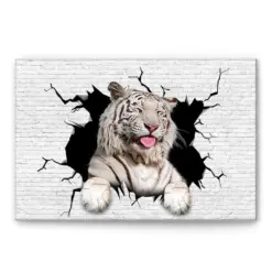 White Tiger Poster & Canvas, Cute White Tiger Crack Wall Art, Home Decor