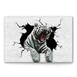 White Tiger Poster & Canvas, White Tiger Crack Wall Art, Home Decor