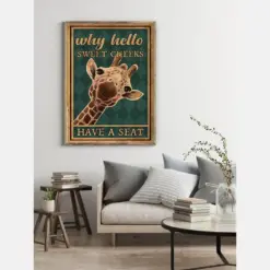 Why Hello Sweet Cheeks Have A Seat Poster, Giraffe Poster Print, Funny Giraffe Poster, Nice Butt Poster, Nursery Decor, Bathroom Decor, Gift