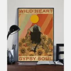 Wild Heart Gypsy Soul Sunflower Girl Canvas Prints Vintage Wall Art Gifts Vintage Home Wall Decor Canvas