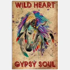 Wild Heart Gypsy Soul Tribal Rainbow Color Hair Mane Horse Vintage