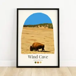 Wind Cave National Park - Aesthetic Travel Poster Home Decor Nature Gift Cute Wilderness Art Cozy Minimalist Print Pastel