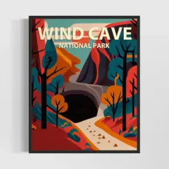 Wind Cave National Park Retro Art Print Wind Cave National Park Illustration Wind Cave National Park Vintage Minimal Design Poster