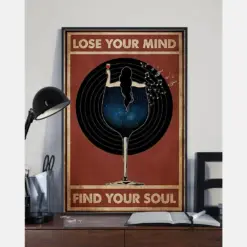 Wine And Music Girl Canvas Prints Lose Your Mind Find Your Soul Vintage Wall Art Gifts Vintage Home Wall Decor Canvas