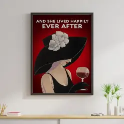 Wine Canvas Prints And She Lived Happily Ever After Vintage Wall Art Gifts Vintage Home Wall Decor Canvas