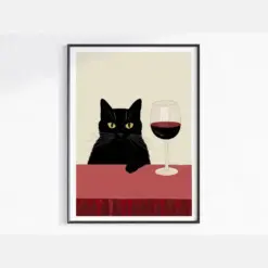 Wine Cat Art Prints Cat In Arts Painting Black Cat Poster Drinkable Wall Art Cat Lover Gift Wine Lover Gift Idea