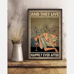 Wine Loves And They Lived Happily Ever After Canvas Prints Vintage Wall Art Gifts Vintage Home Wall Decor Canvas