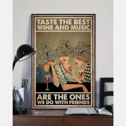 Wine Loves Taste The Best Wine And Music Canvas Prints Friends Vintage Wall Art Gifts Vintage Home Wall Decor Canvas