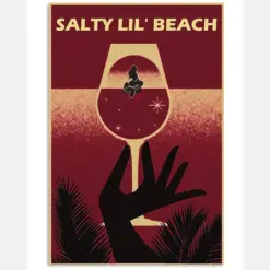 Wine Mermaid Canvas Prints Salty Lil Beach Vintage Wall Art Gifts Vintage Home Wall Decor Canvas