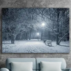 Winter Art Print Huge Canvas Wall Decor Snowy Pathways Snow Canvas Winter Wall Art Snowy Trees Art