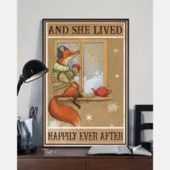 Winter Fox Tea Loves Canvas Prints And She Lived Happily Ever After Vintage Wall Art Gifts Vintage Home Wall Decor Canvas