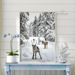 Winter Home Wall Art Nordic Christmas Poster Scandinavian Art Snow Covered Trees Christmas Decor