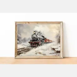 Winter Train Print Winter Landscape Print Drinkable Winter Train Holiday Home Decor Winter Christmas Print Vintage Train Art Print