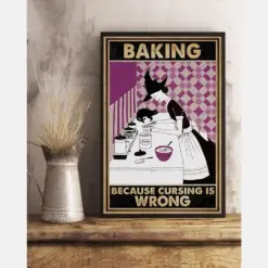 Witch Cat Baking Canvas Prints Baking Because Cursing Is Wrong Vintage Wall Art Gifts Vintage Home Wall Decor Canvas