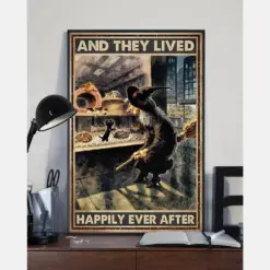 Witch Cat Canvas Prints And She Lived Happily Ever After Vintage Wall Art Gifts Vintage Home Wall Decor Canvas