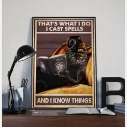 Witch Cat Poster That's What I Do I Cast Spells And I Know Things Poster Black Cat Cast Spells Wall Art Witchcraft Print Canvas